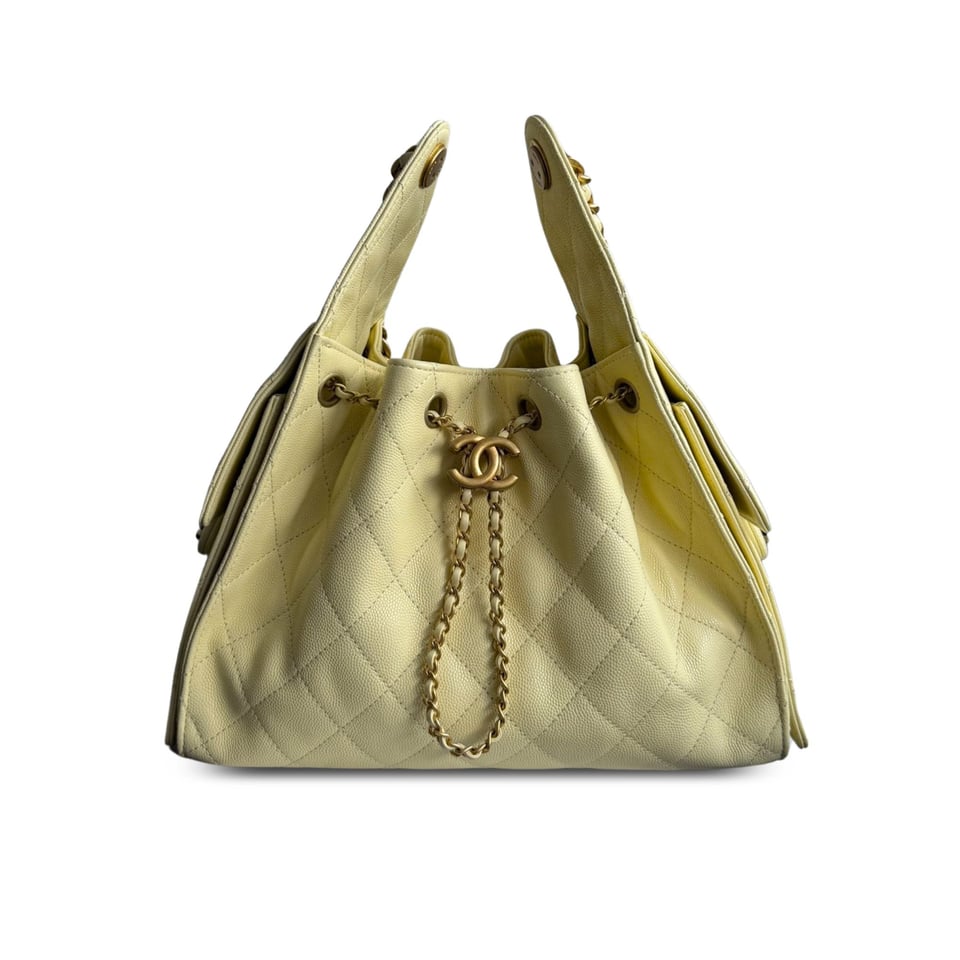 Chanel Spring-Summer 2025 Handbag Grained Calfskin &amp; Gold-Tone Metal Yellow 30Cm/ 11.8In view 2