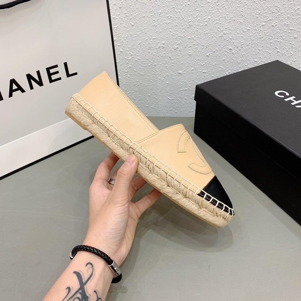 Chanel Cc Espadrilles Slip On Sheepskin Beige Black G29762 X01000 C0204 view 9