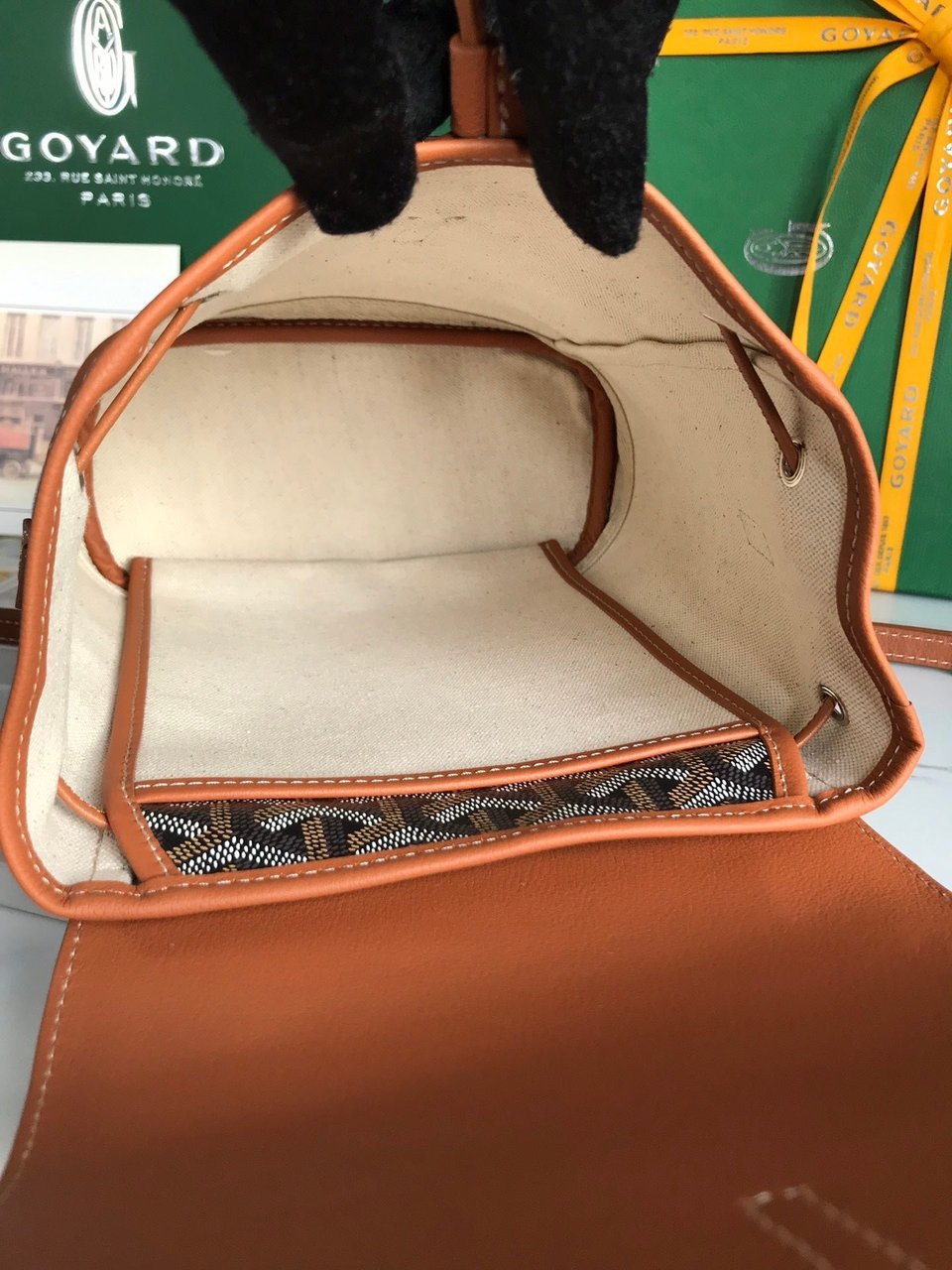 Goyard Alpin Mini Backpack 21 Cm Tan Lambskin And Black Goyardine Canvas view 9