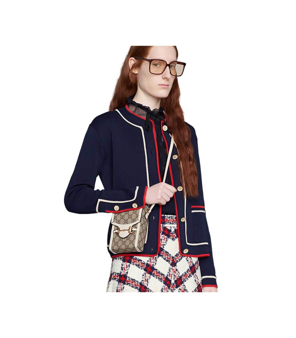 Gucci GG Supreme Horsebit 1955 Mini Bag White view 3