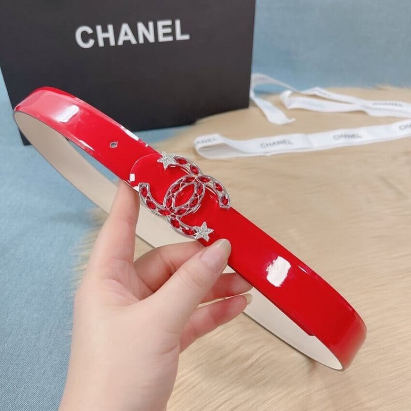 Chanel Patent Leather CC Logo Skinny Belt view 4