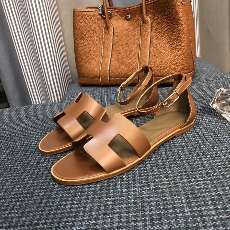 Hermes Santorini Sandal Brown view 7