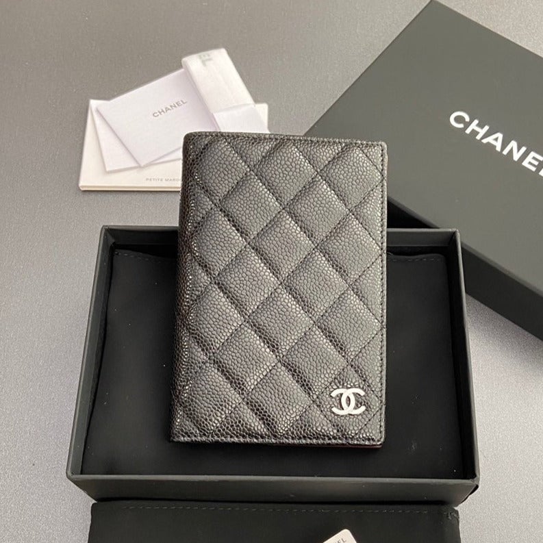 Chanel Passport 10Cm Black Cavair Silver Hardware