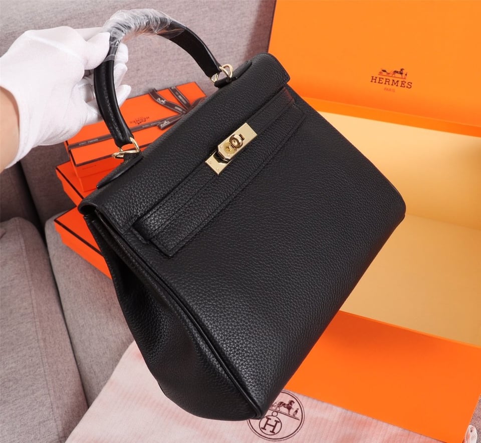 Hermes Kelly Black Sellier Rouge Epsom Gold Hardware 25Cm view 6