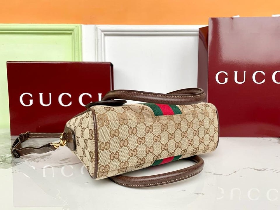 Gucci Borsetto Medium Boston Bag 28cm/11in Sand And Brown ‎866732 view 6