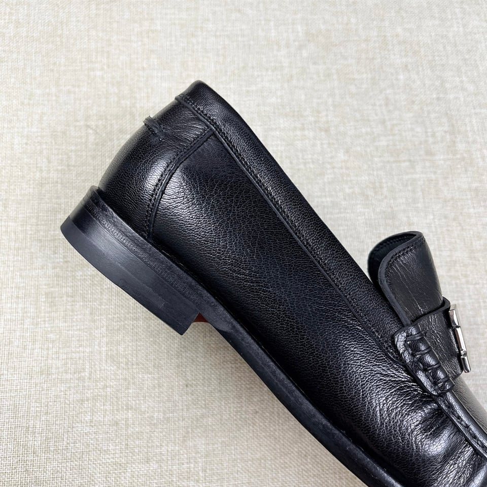 Hermès Iconic H Buckle Leather Loafers Black- Shoes for Men view 8