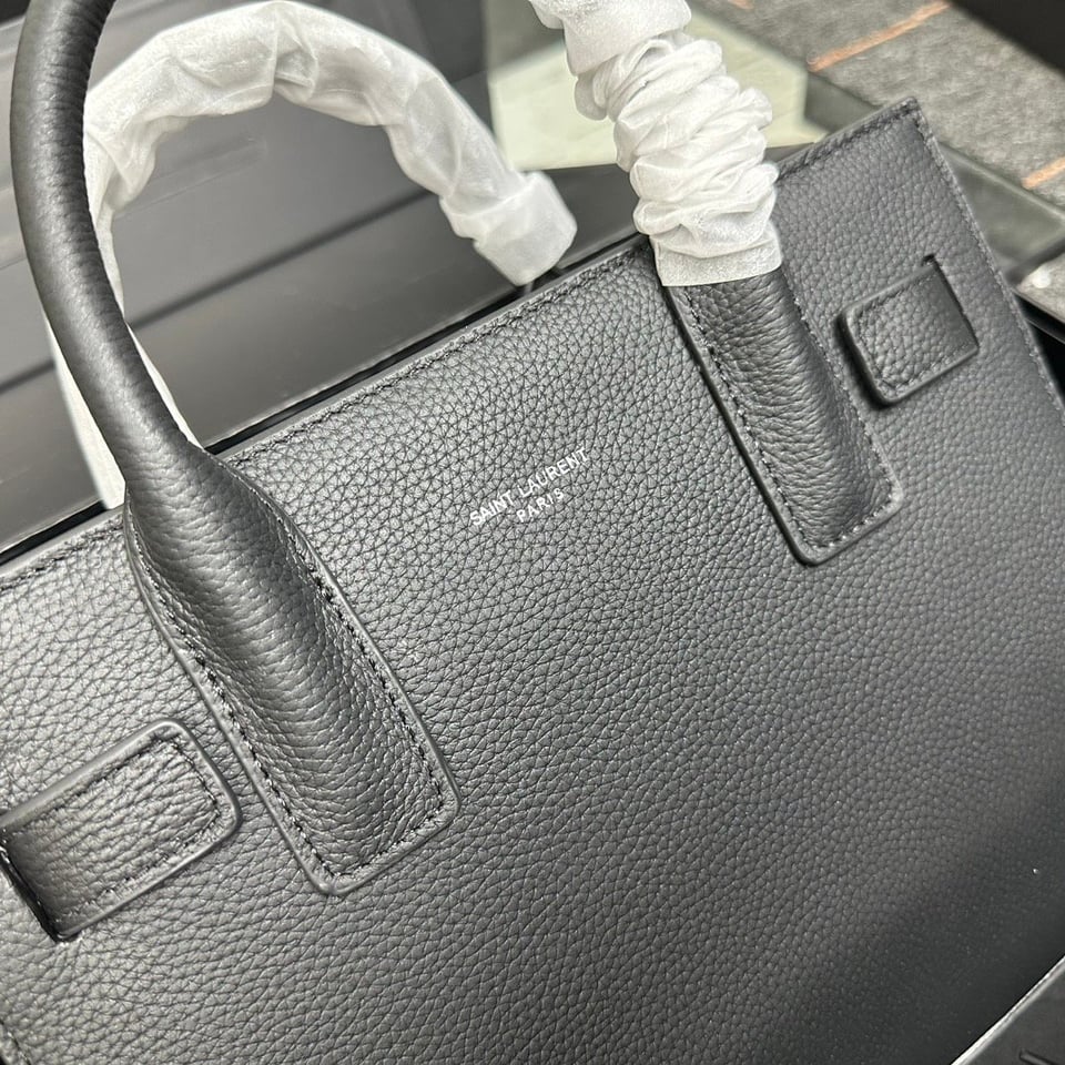 Saint Laurent Sac De Jour Baby In Grained Leather Black 26Cm view 7