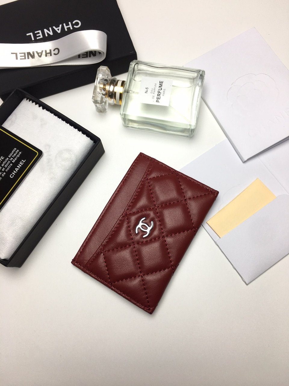 Chanel Card Holder 11.2 Garnet Calfskin Silver Icon view 4