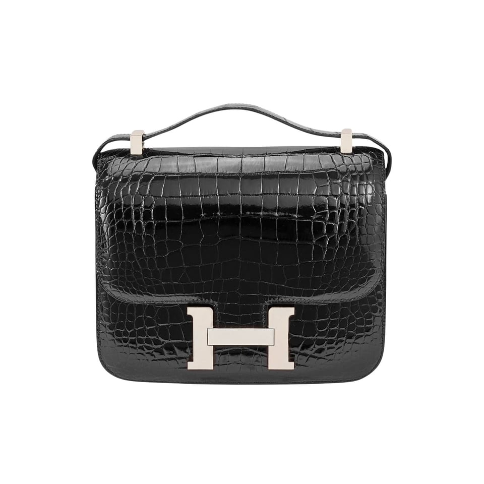 Hermès Mini Constance 19 Shiny Alligator Black Palladium Hardware 19cm / 7.5in view 2