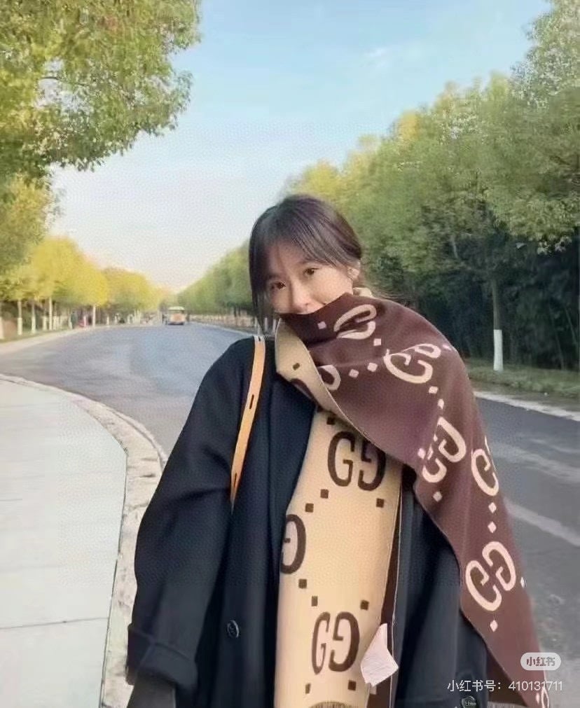Gucci Cashmere Scarf Pattern Brown Beige For Women 190cm view 6