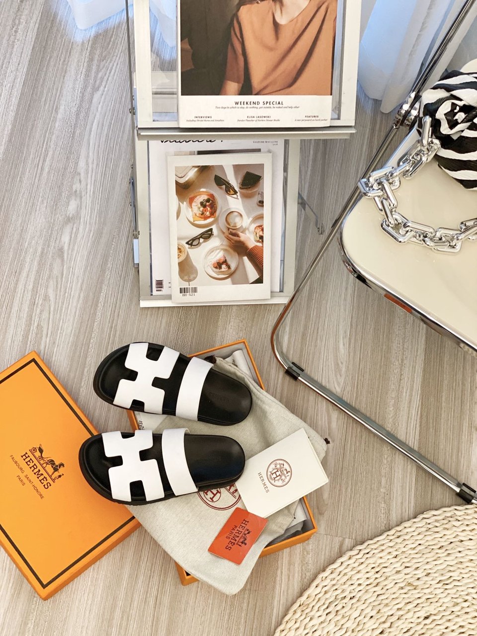 Hermes Ankara Sandal White view 5
