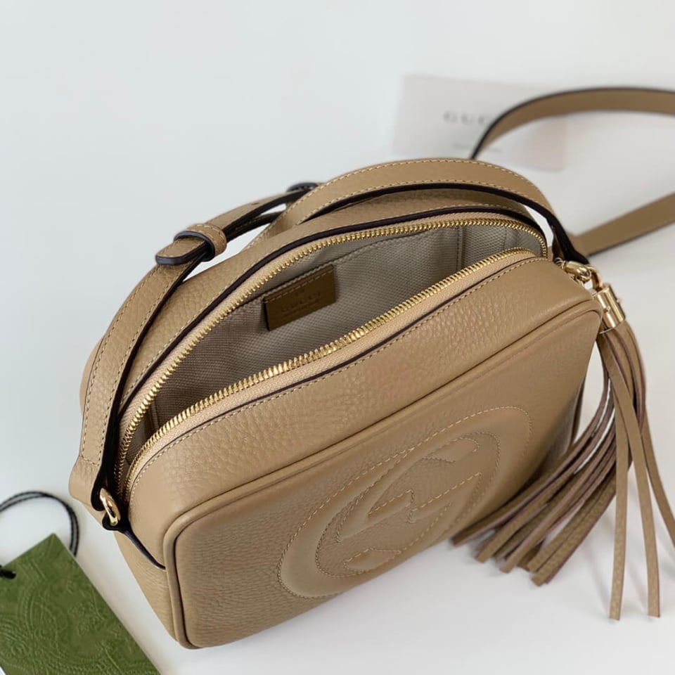 Gucci Soho Small Leather Disco Bag Apricot view 17