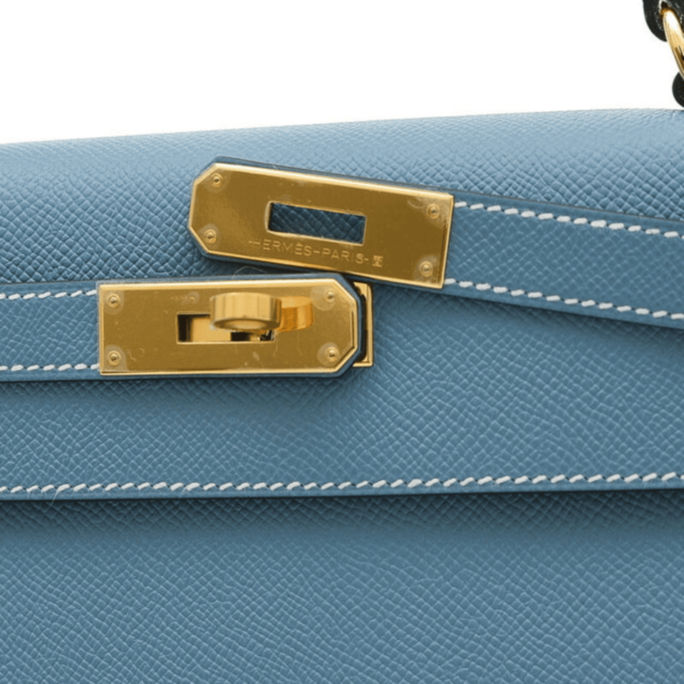 Hermes Kelly 28 Bag In Blue Jean Epsom Leather For Women 28cm/11in view 6
