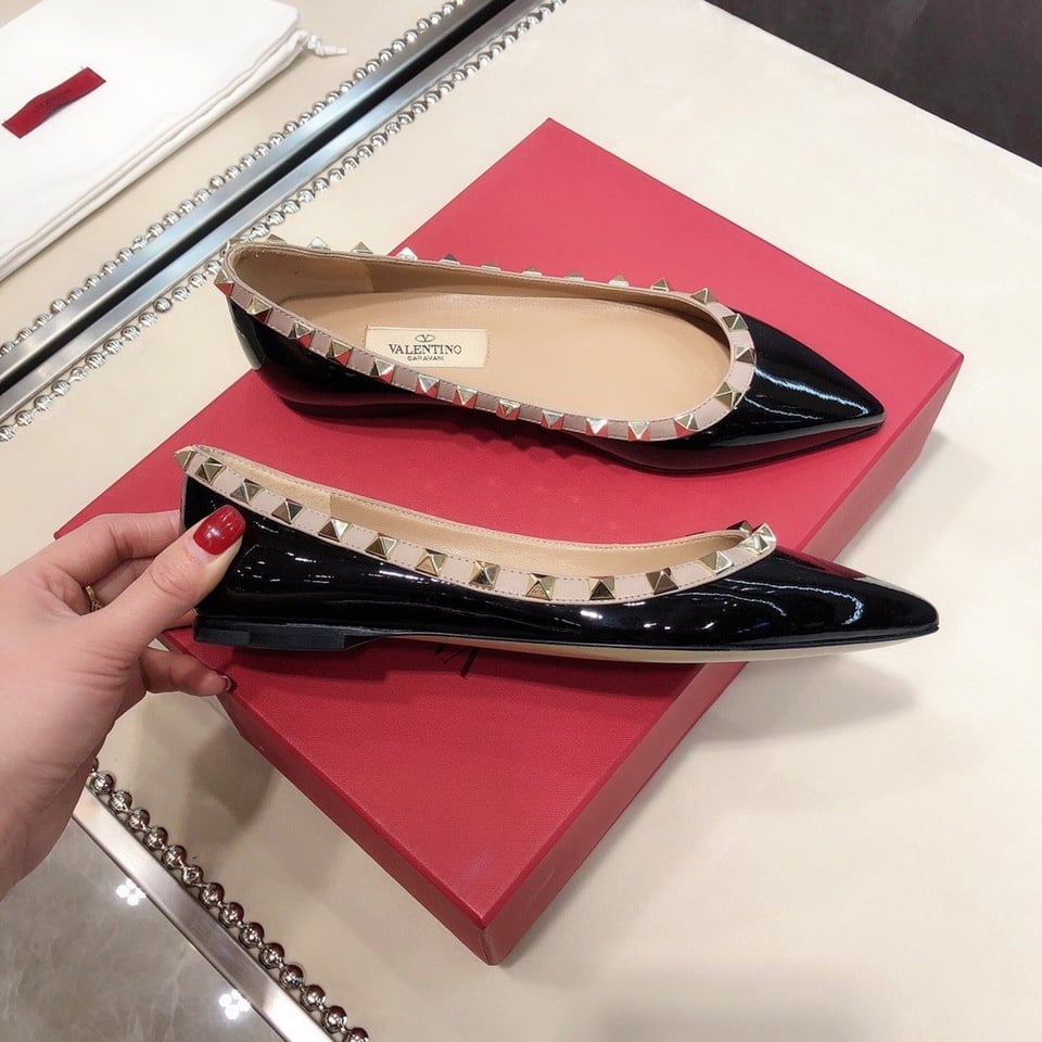 Valentino Patent Rockstud Ballet Flat Black Zw2S0403Vnwn91 view 3