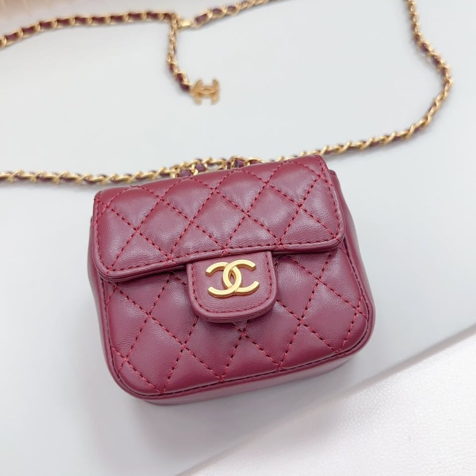 Chanel Chain Belt Dark Red Quilted Lambskin Bag view 4