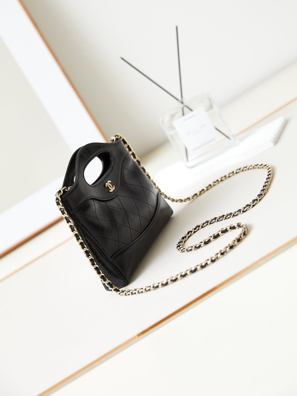 Chanel 24S31 Nano Shopping Bag 17.5Cm Black Lambskin Gold Hardware view 3