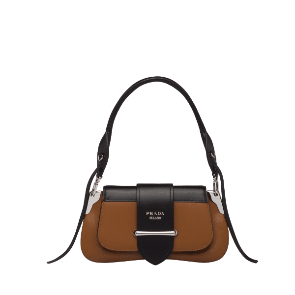 Prada City Calfskin Sidonie Shoulder Bag Brown And Black 28Cm view 2