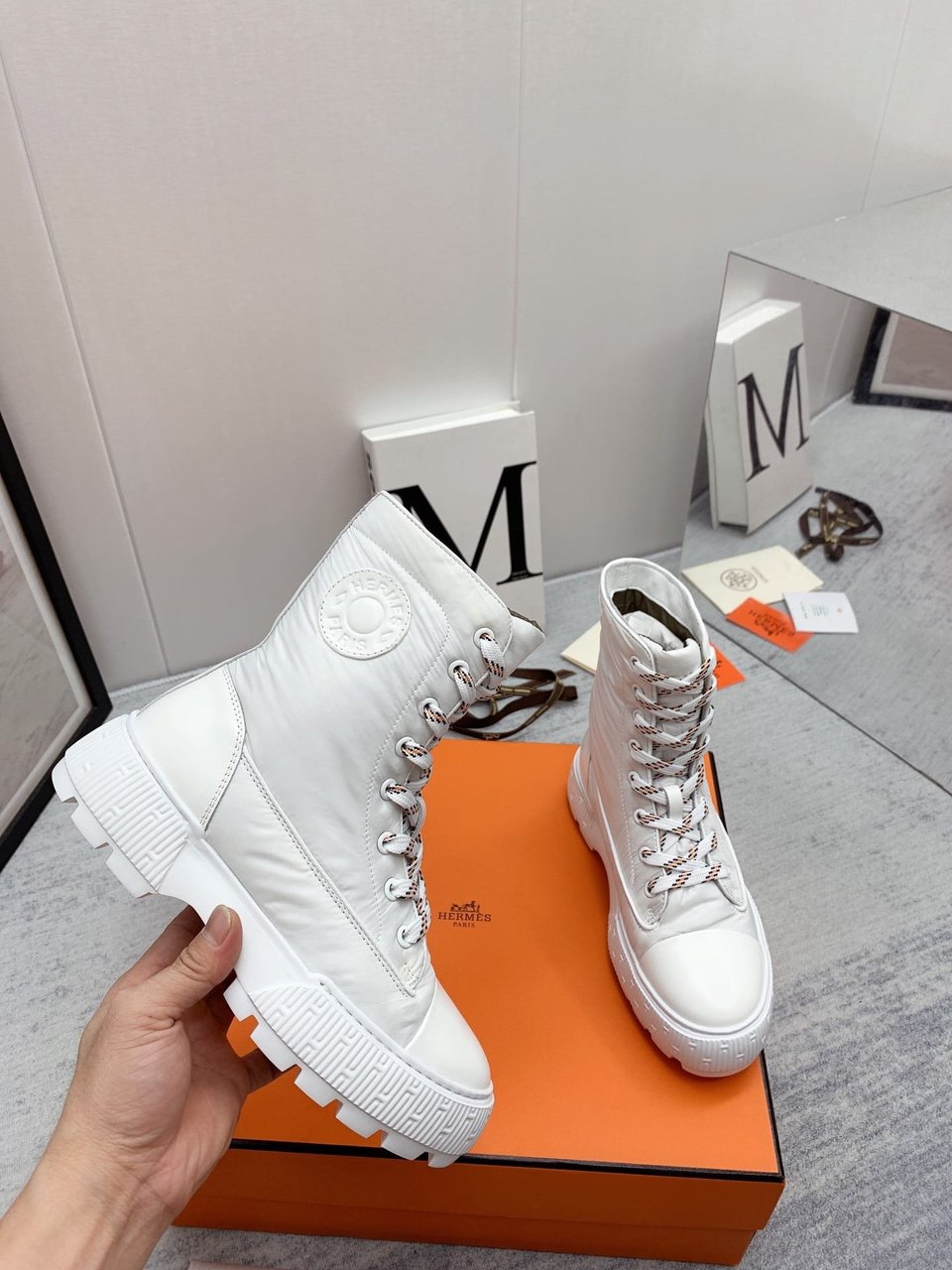 Hermes Fresh Ankle Boots White view 5