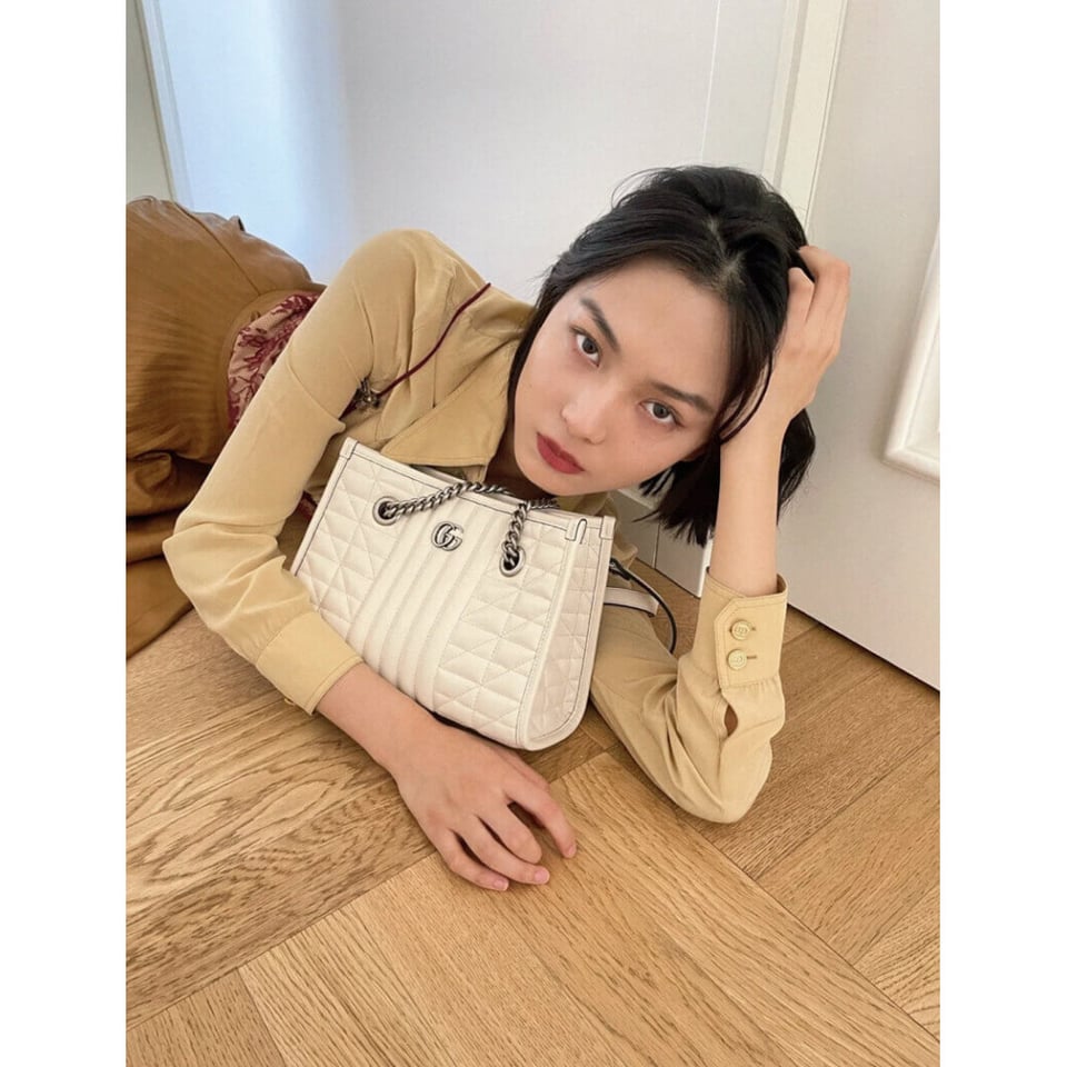 Gucci GG Marmont Small Tote Bag White view 6