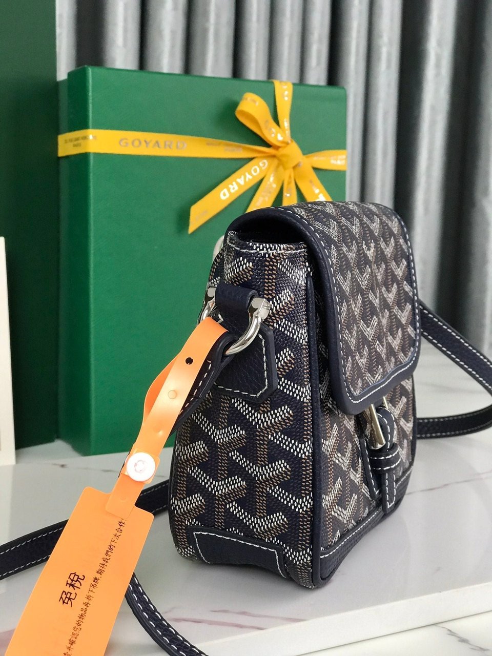 Goyard Grand Bleu 16 Cm Navy Blue Goyardine Canvas And Lambskin view 4