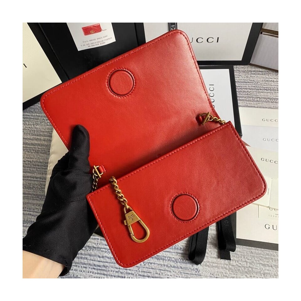 Gucci GG Marmont Mini Bag In Red Leather view 9