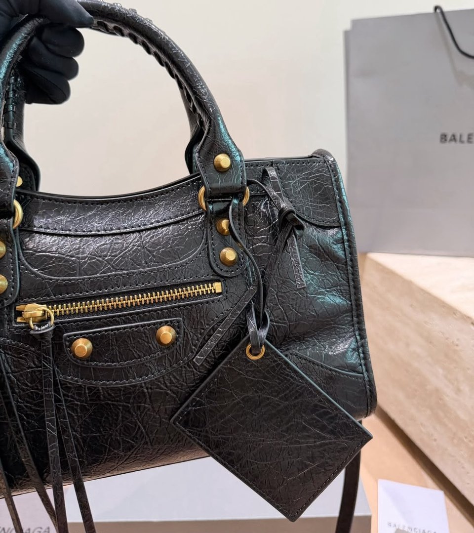 Balenciaga Black Lambskin Leather Giant Silver Work Bag 30cm/11.8in view 3