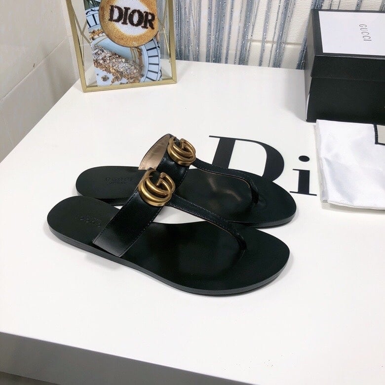 Gucci Double G Thong Leather Black ?497444 A3N00 1000 view 9