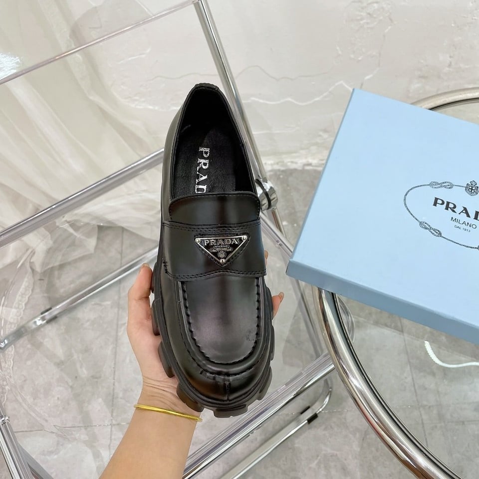 Prada Monolith Brushed Black Leather Loafers 2De129B4Lf0002 view 11