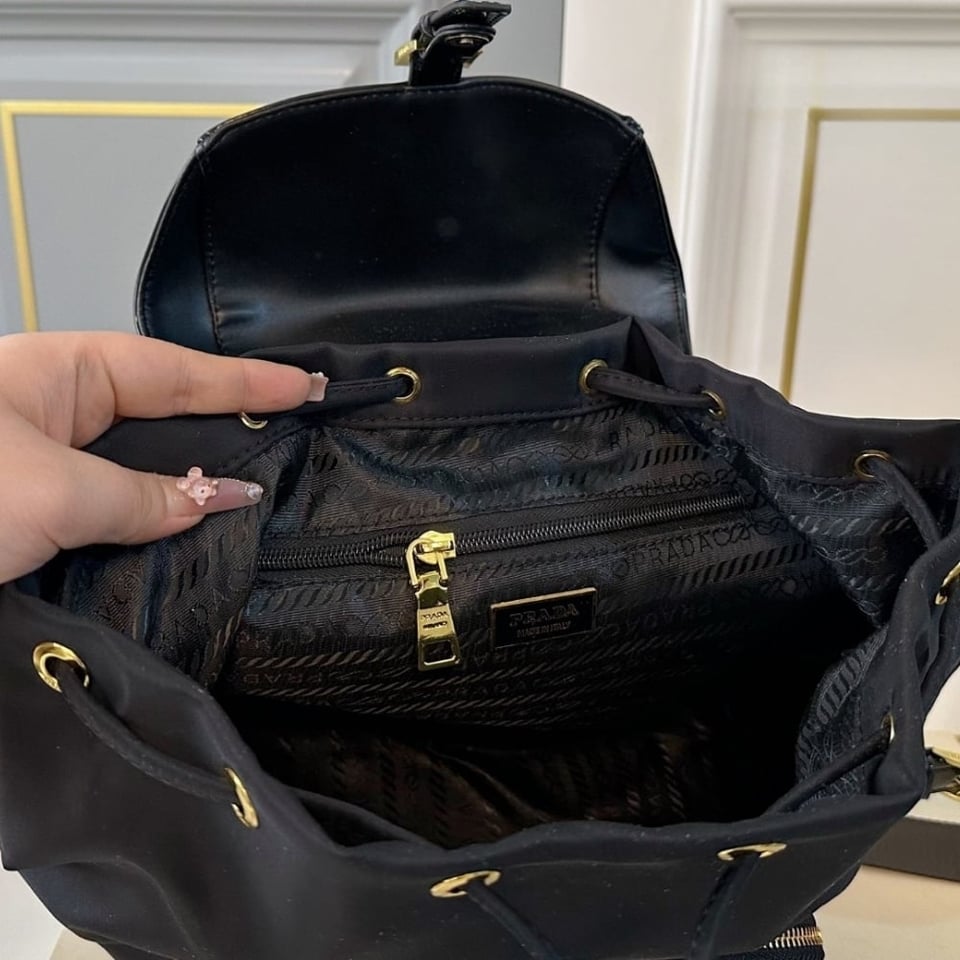 Prada Women Re Nylon And Brushed Backpack Black 27Cm view 4