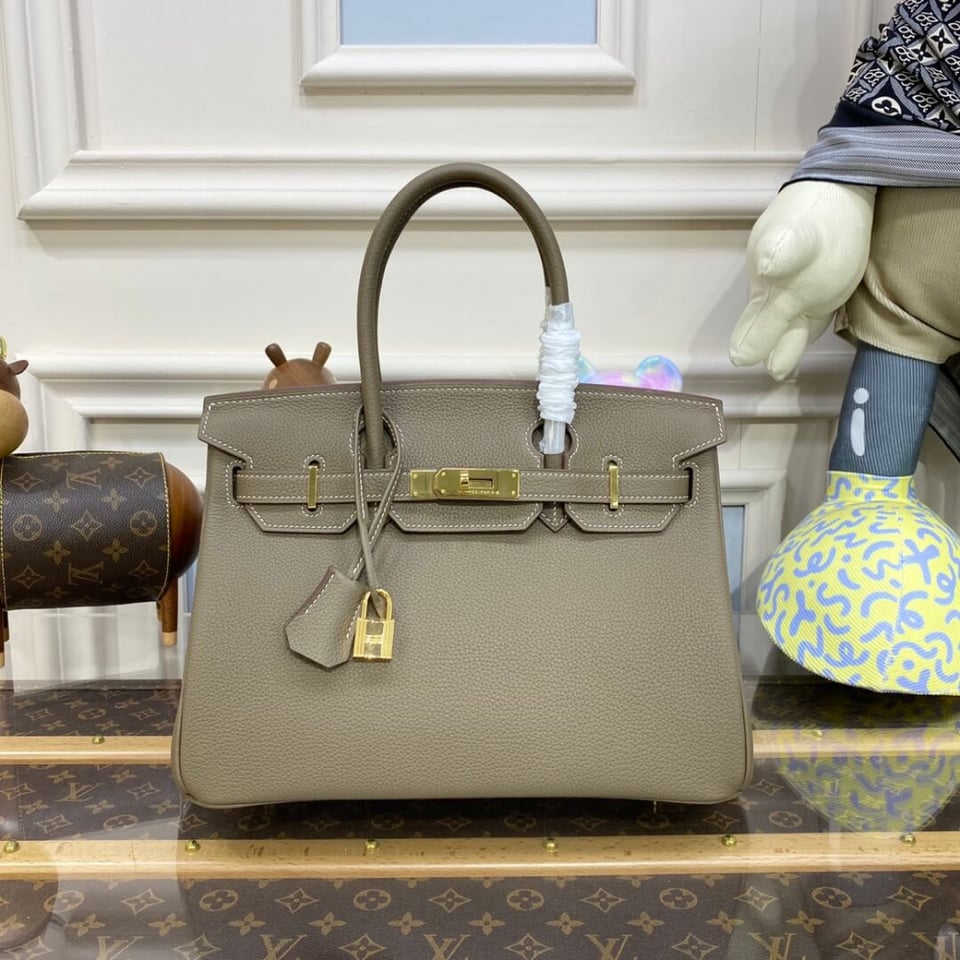 Hermes Birkin 30 Bag Etoupe Gold Hardware Togo Leather view 3