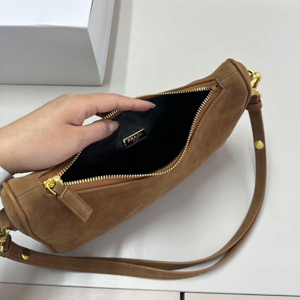 Prada Re Edition Mini Suede Shoulder Bag Brown 28Cm view 11