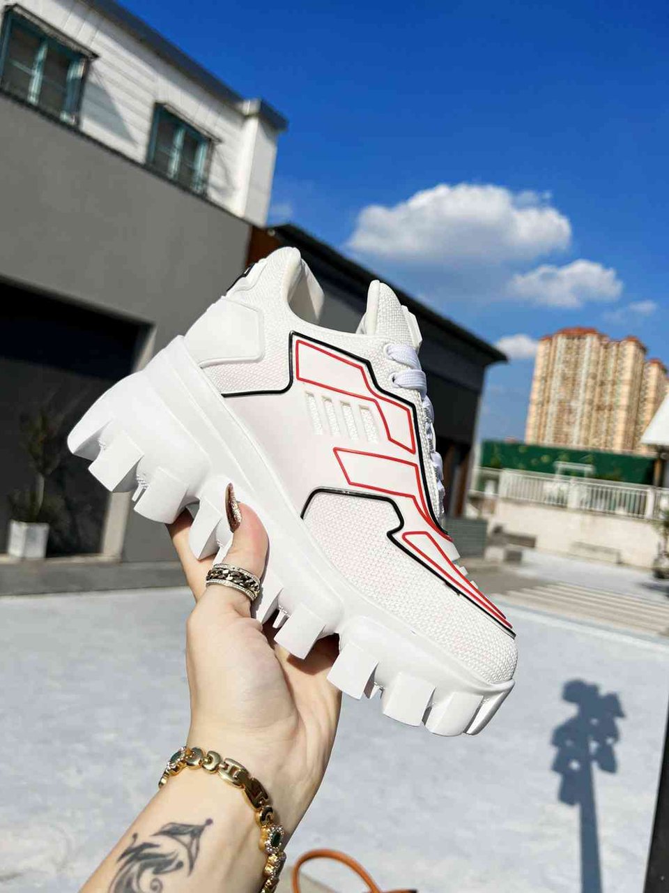 Prada Cloudbust Thunder Sneakers With White And Red 2Eg2933Lgnf0009 view 3