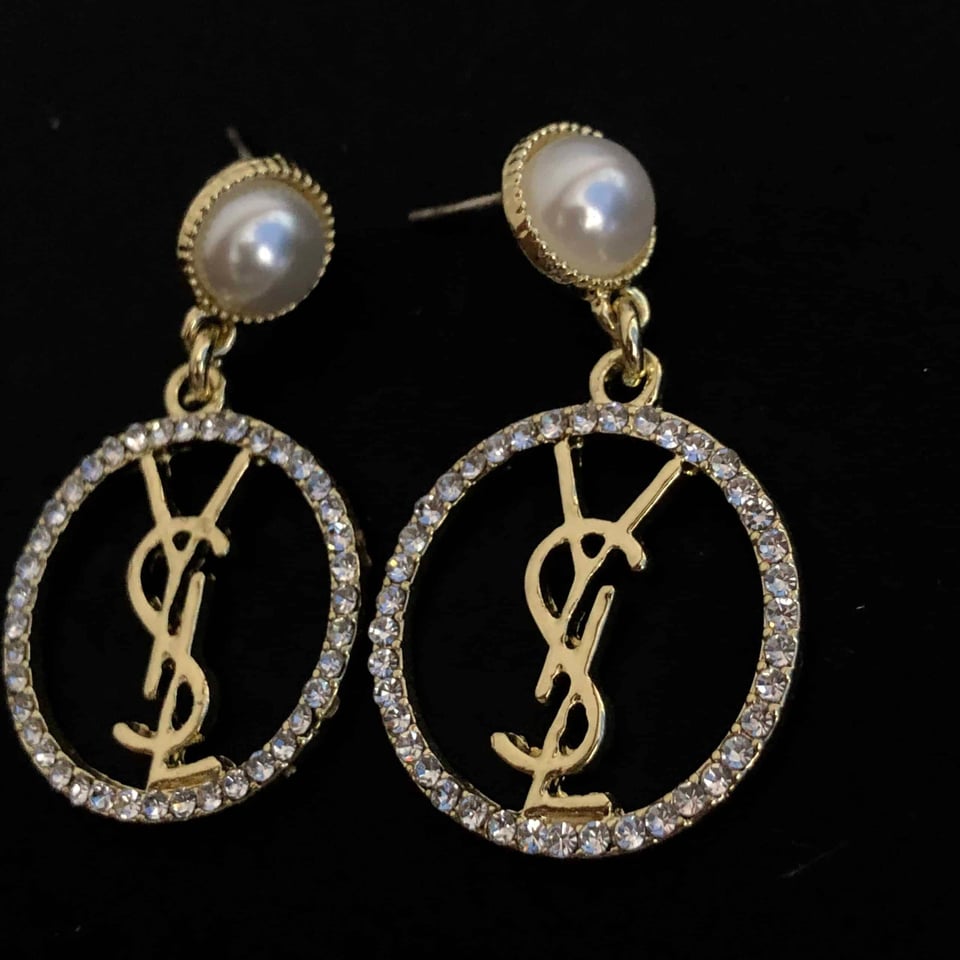Saint Laurent Dinamond And Pearl Earrings view 3