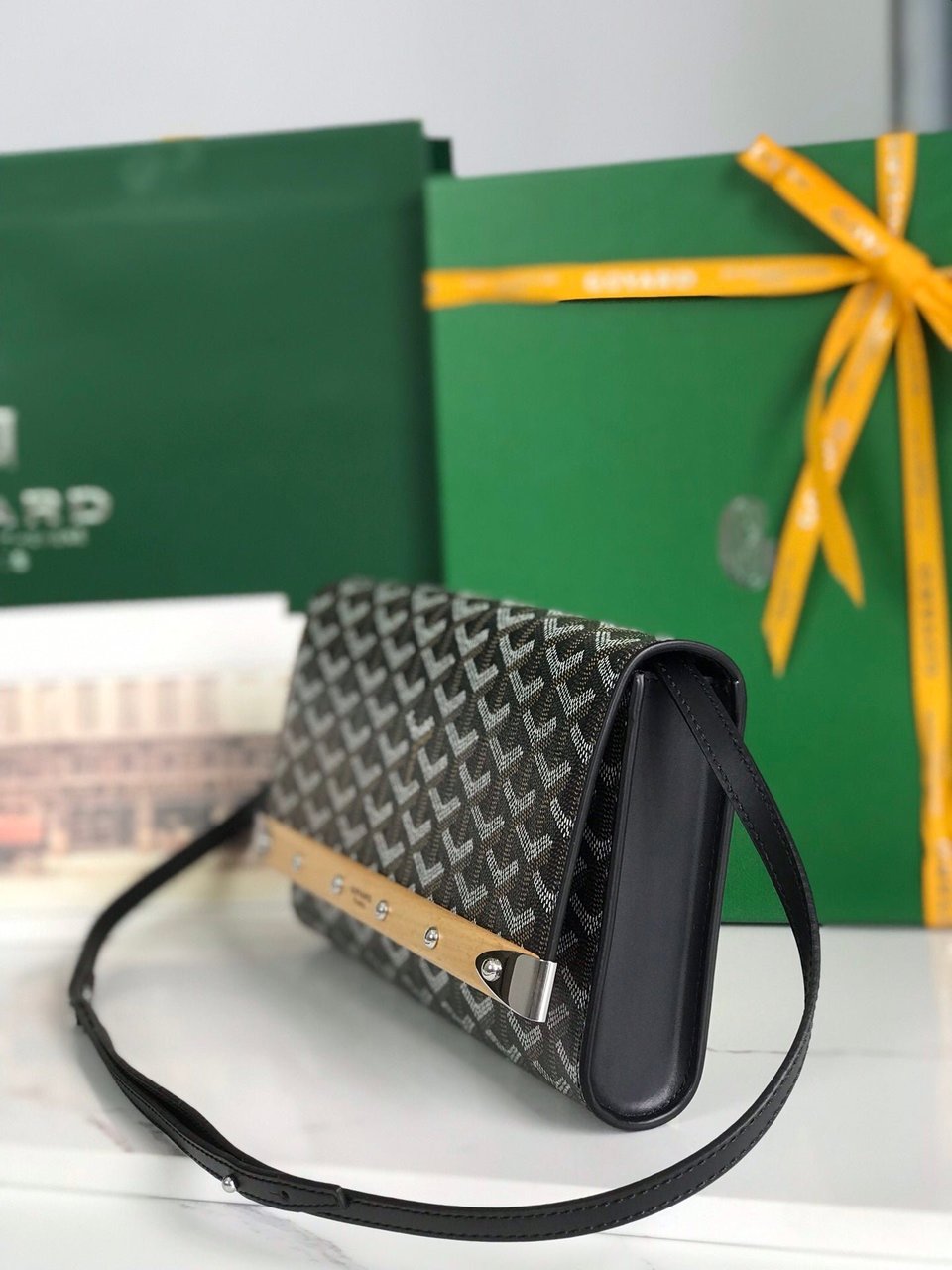 Goyard Monte-Carlo Pm Clutch 25 Cm Black Goyardine Canvas view 4
