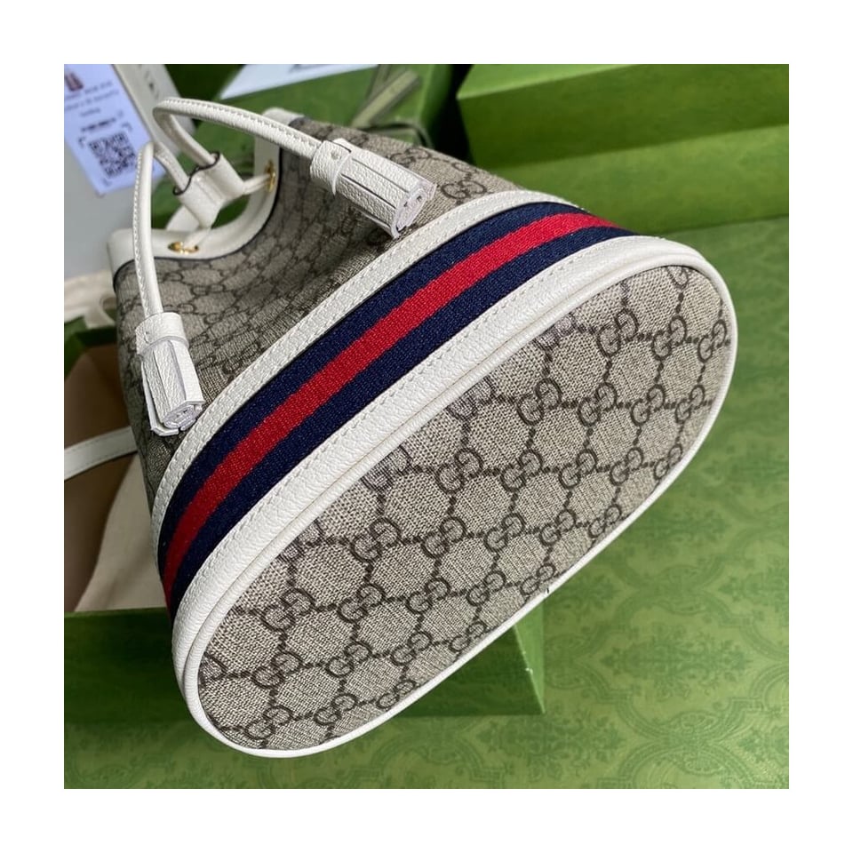 Gucci Ophidia Small GG Bucket Bag White view 4