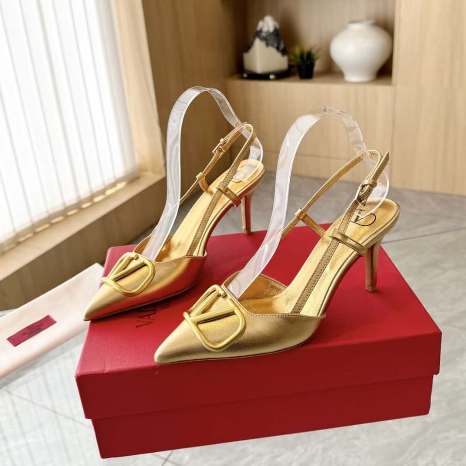 Valentino Vlogo Signature Slingback Pump In Gold view 6