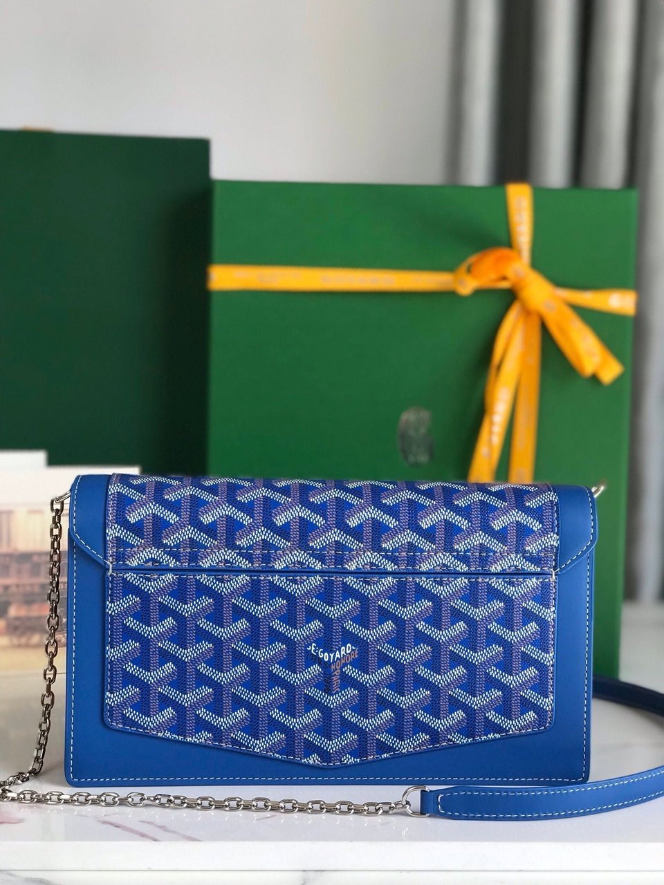 Goyard Duchesse Marie-Caroline Bag 25cm Sapphire Blue Goyardine Canvas And Smooth Calfskin view 4