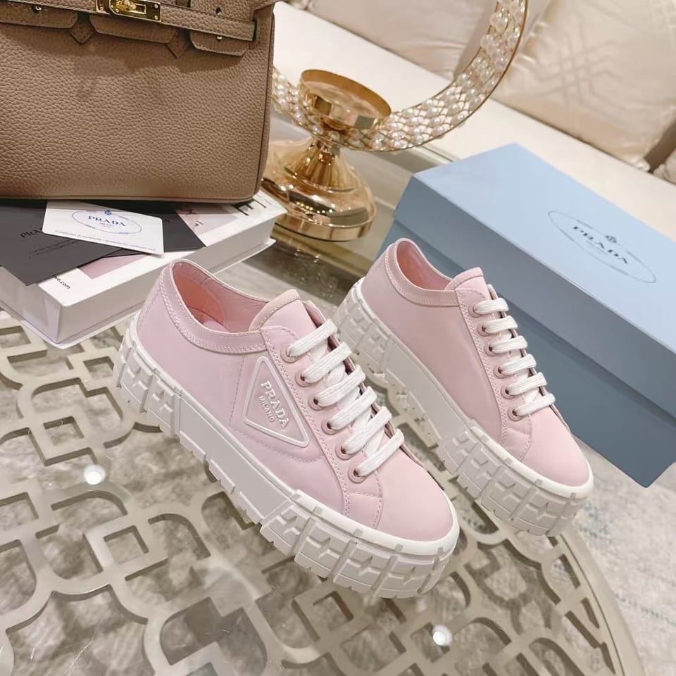 Prada Double Wheel Nylon Gabardine Sneaker Light Pink 1E260M3Lfxf0E18F050 view 6
