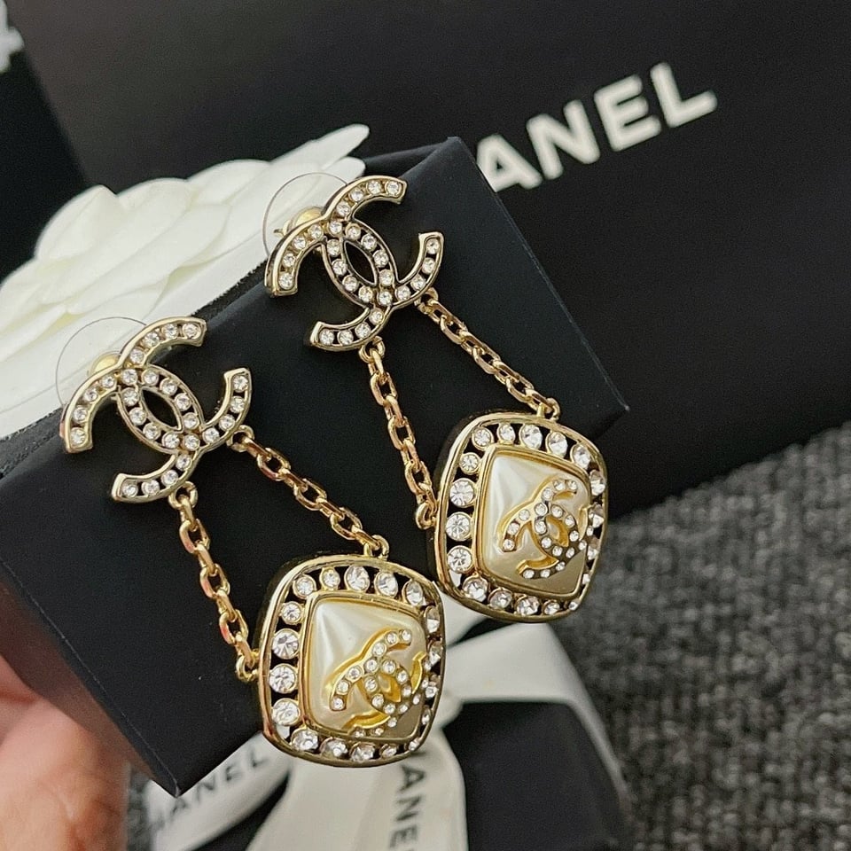 Chanel Cc Crystal Earrings view 2
