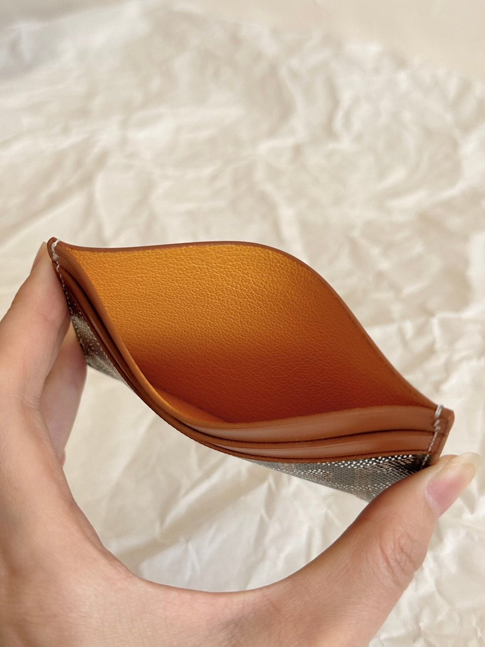 Goyard Saint-Sulpice Card Wallet 10 Cm Black Goyardine Canvas And Tan Calfskin view 4