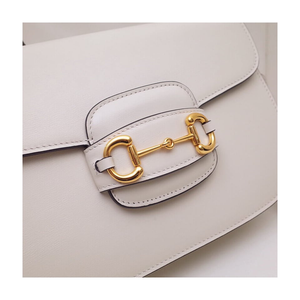 Gucci Horsebit 1955 Shoulder Bag In White Leather view 7