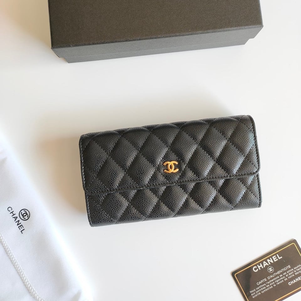 Chanel Classic Long Purse Caviar 19 Black Grained Calfskin