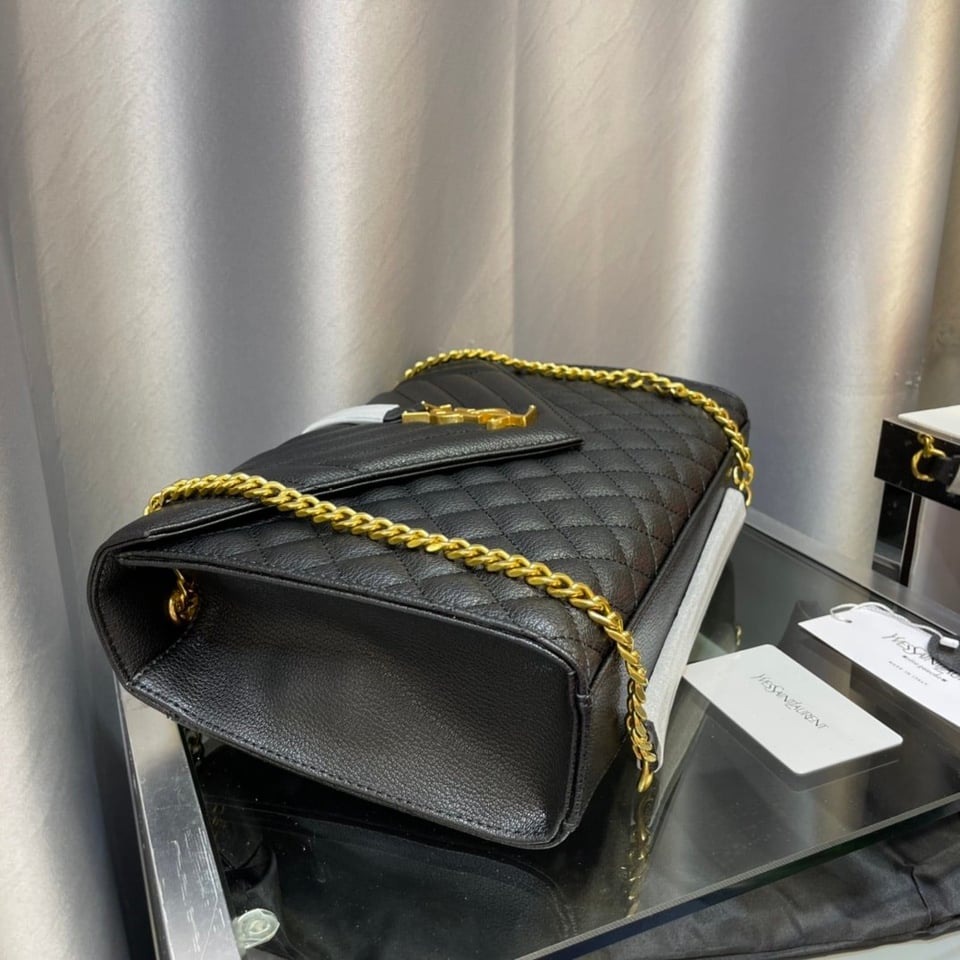 Saint Laurent Envelope Chain Bag In Mix Matelasse Grain De Poudre Embossed Leather 31Cm view 3