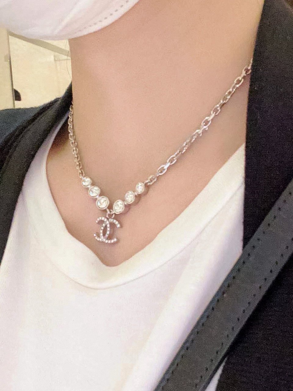 Chanel Cc Silver Necklace view 2