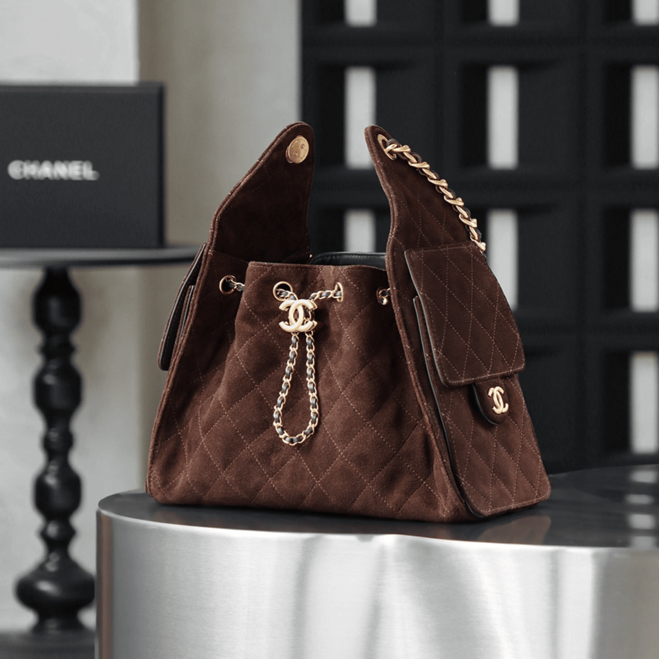Chanel Dark Brown Suede 22cm/8.7in view 5
