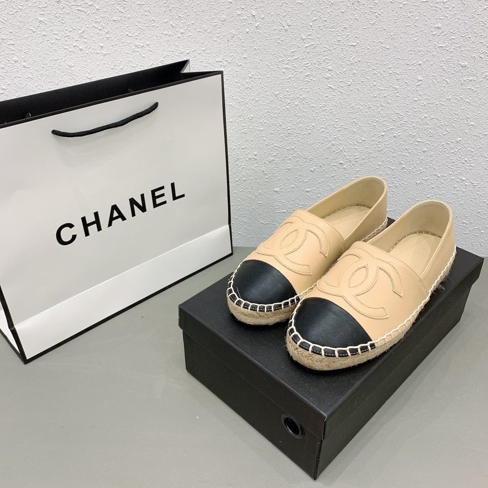 Chanel Cc Espadrilles Slip On Sheepskin Beige Black G29762 X01000 C0204 view 7