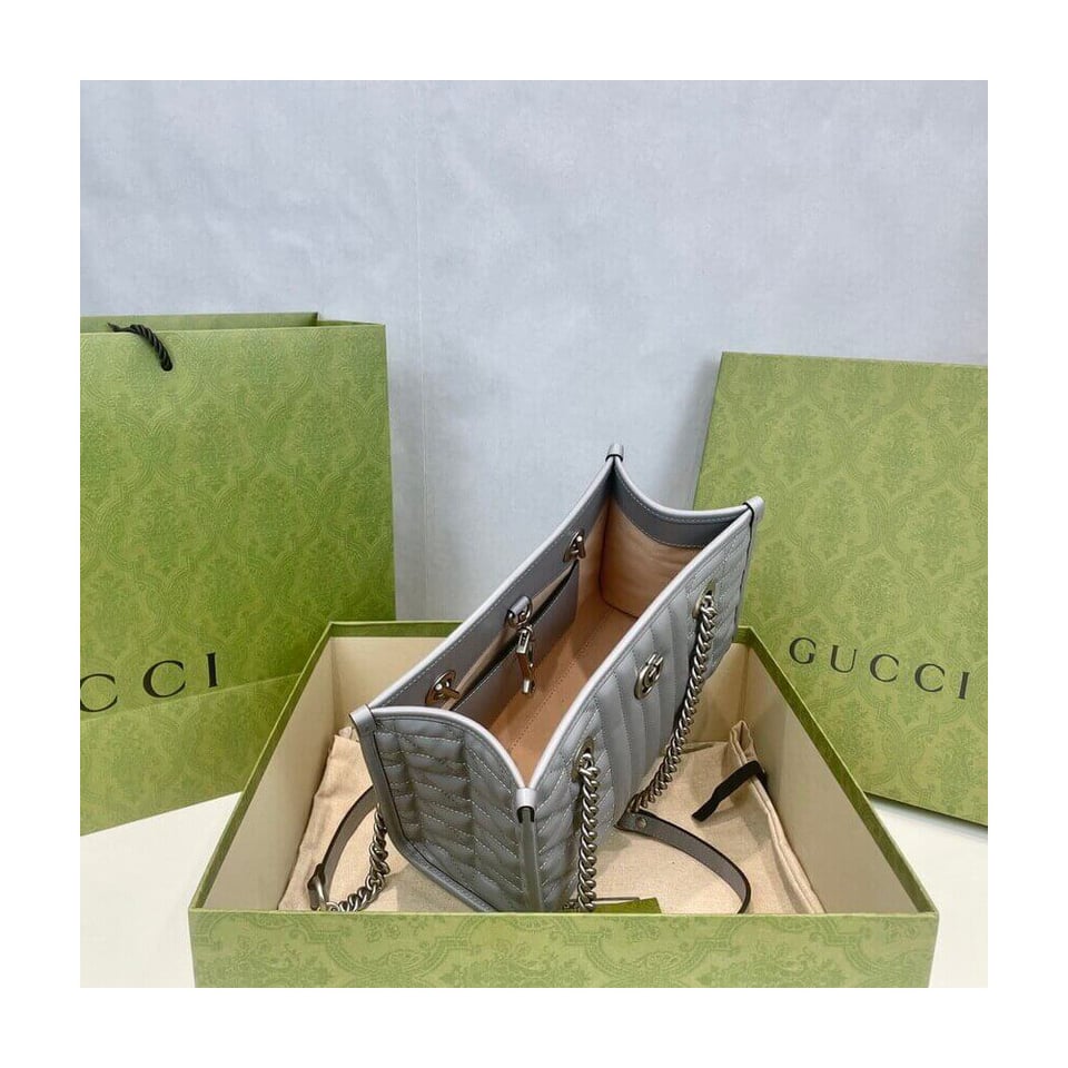 Gucci GG Marmont Small Tote Bag Grey view 12
