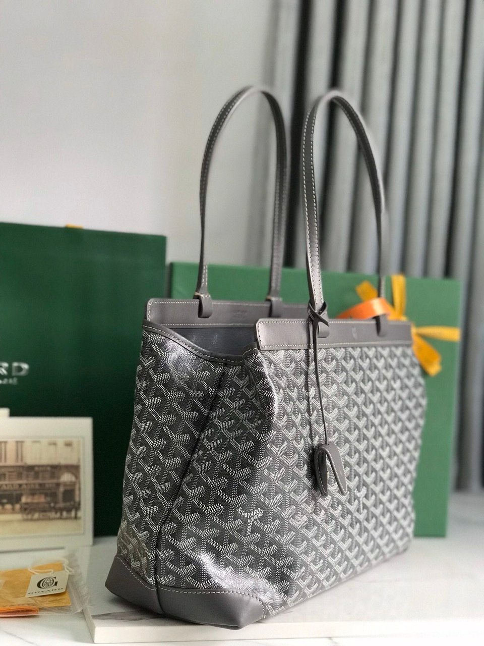 Goyard Bellechasse Biaude Pm Bag 36cm Gray Goyardine Canvas And Calfskin Trim view 8