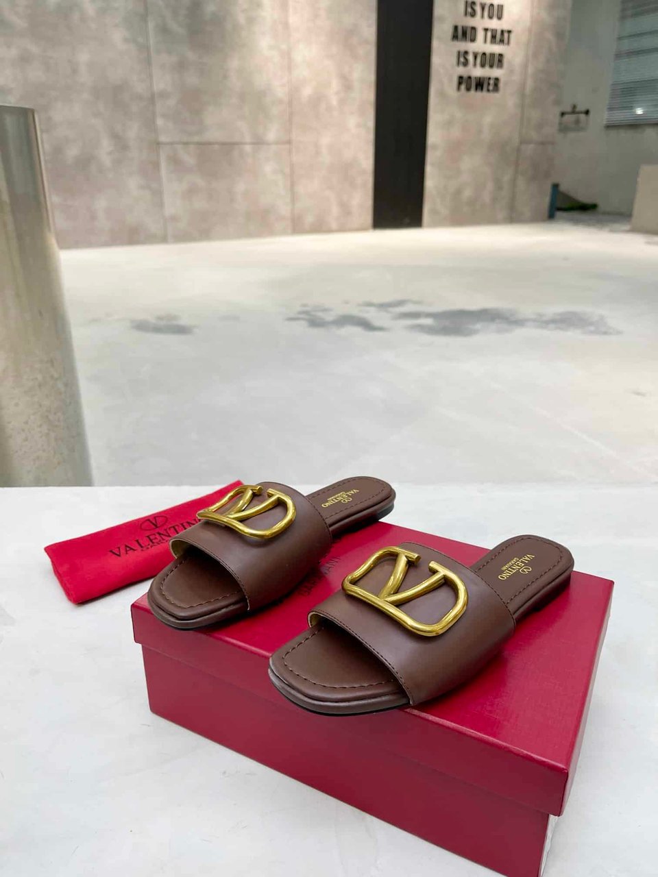Valentino Garavani Vlogo Signature Slide Sandal Brown view 7