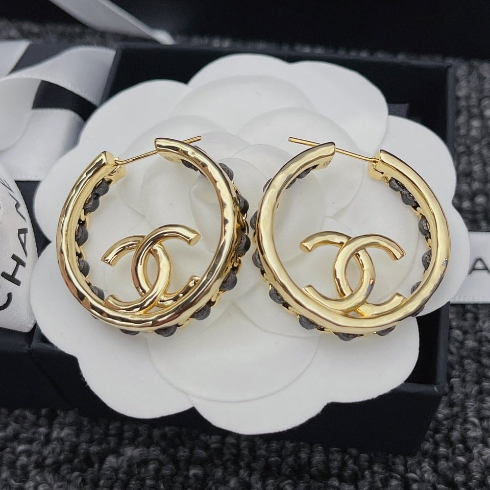 Chanel Gold Toned Metal With Cc Logo Earrings view 4